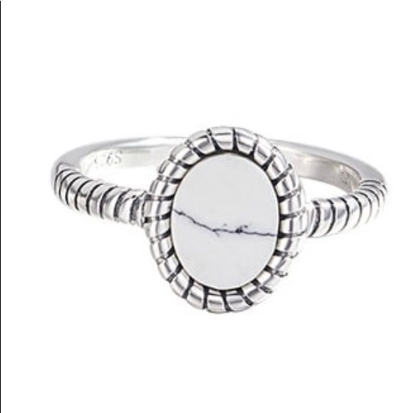 925 Sterling Silver White Buffalo Turquoise Vintage Open  Ring - Picture 3 of 6